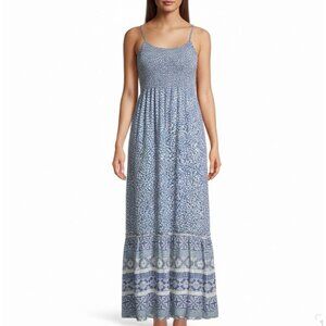 SO Womens Blue Rayon Floral Print Maxi Dress Size S